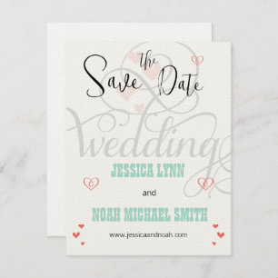 Mint and Coral FairyTale Wedding Save the Date Invitation