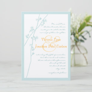 Mint and Coral Flower Wedding Invitation