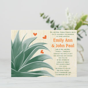 Mint and Coral Modern Succulent Wedding Invite