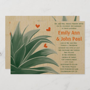 Mint and Coral  Modern Succulent Wedding Invite
