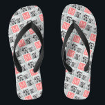 Mint and Coral Photo Collage Custom Monogram Thongs<br><div class="desc">Use 3 square photos to create a unique and personal gift. Or you can keep the hipster puppy and make a trendy keepsake. If you need to adjust the pictures,  click on the customise tool to make changes.</div>