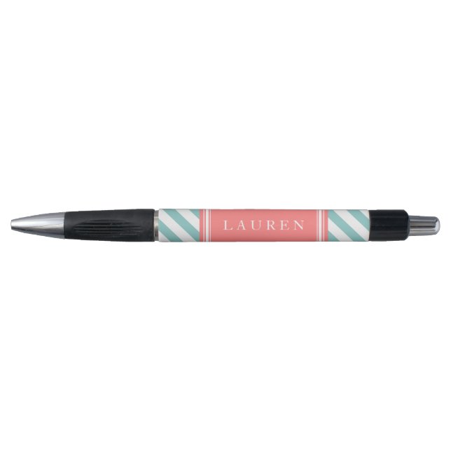 Mint and Coral Stripes Pattern (Front)