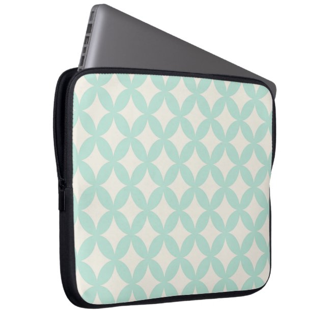 Mint and Cream Geocircle Design Laptop Sleeve (Front Right)