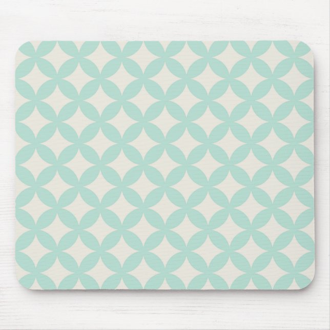 Mint and Cream Geocircle Design Mouse Pad (Front)