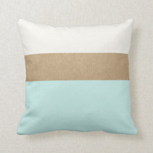 mint and faux gold leather cushion