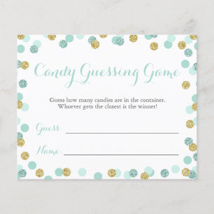 Mint and Gold Baby Shower Candy Guessing Game