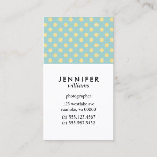Mint and Gold Faux Glitter Dots Business Card