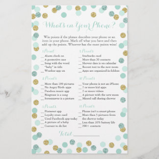 Mint and Gold Glitter What's in Your Phone Game
