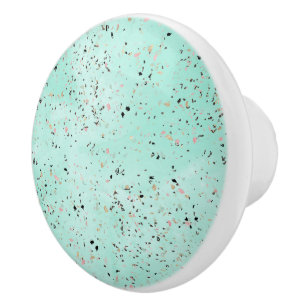 Mint and gold marble terrazzo design Confetti Ceramic Knob