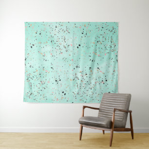Mint and gold marble terrazzo design Confetti Tapestry