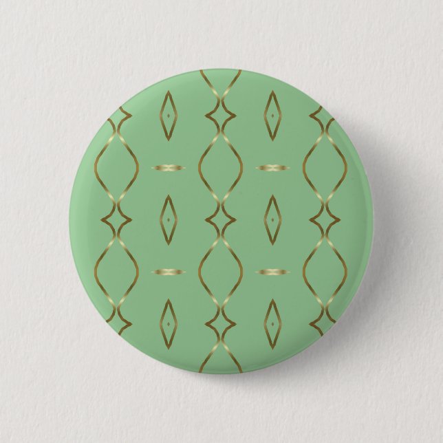Mint and Gold Pattern 6 Cm Round Badge (Front)