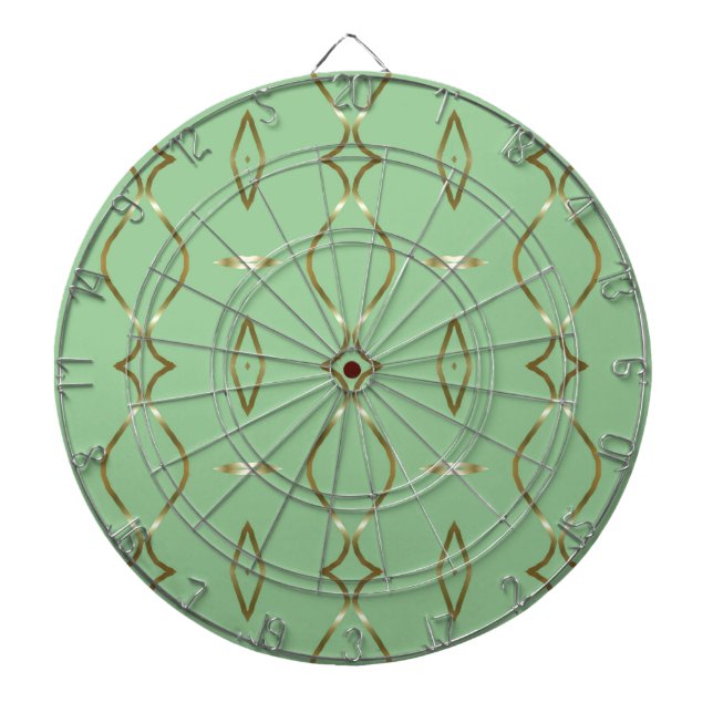 Mint and Gold Pattern Dartboard (Front)