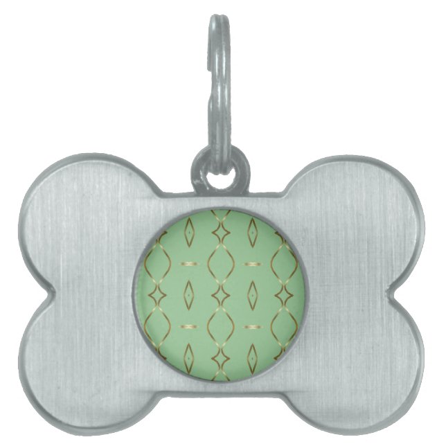 Mint and Gold Pattern Pet Tag (Front)