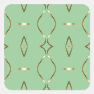 Mint and Gold Pattern Square Sticker