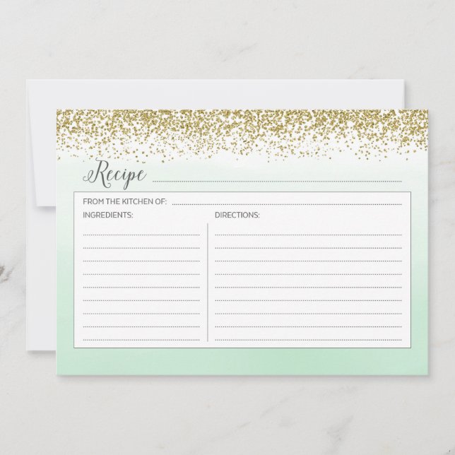 Mint and Gold Recipe Card (Front)