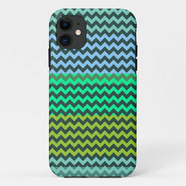 Mint and Green Chevron Zigzag Stripe Pattern Case-Mate iPhone Case (Back)