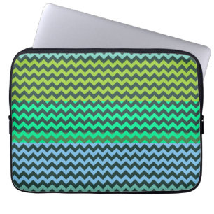 Mint and Green Chevron Zigzag Stripe Pattern Laptop Sleeve