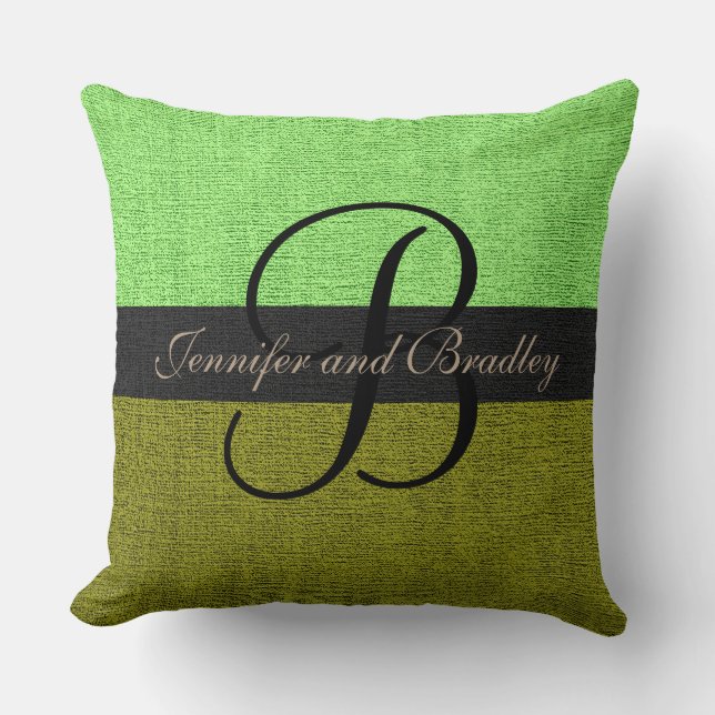 Mint and Green Elegant Monogram Wedding Cushion (Front)