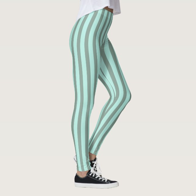 Mint And Green Striped  Leggings (Right)