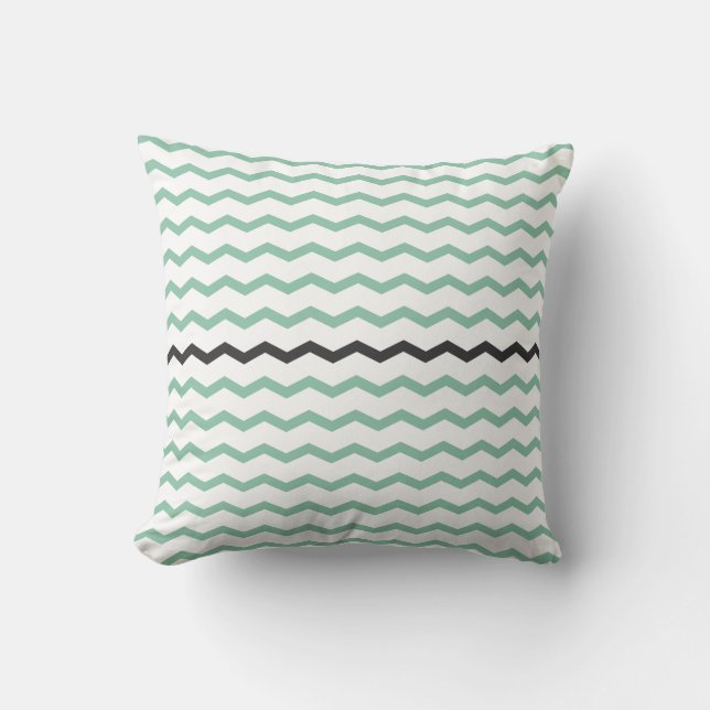 Mint and Grey Chevron Cushion (Front)