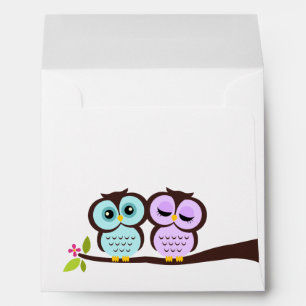 Mint and Lavender Owls Envelope