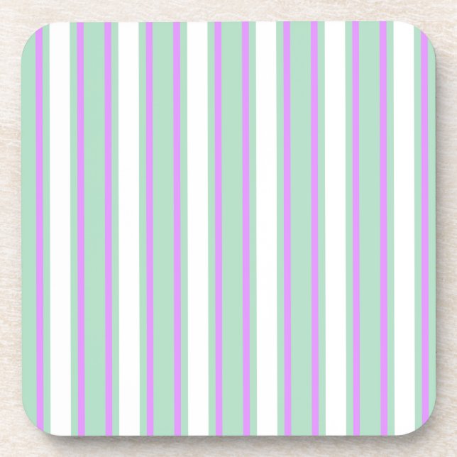 Mint and lilac candy stripes coaster (Front)
