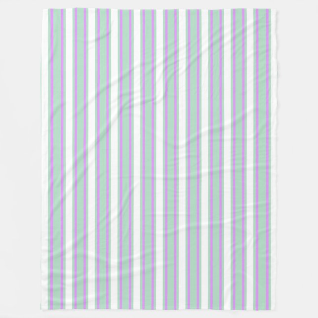 Mint and lilac candy stripes fleece blanket (Front)