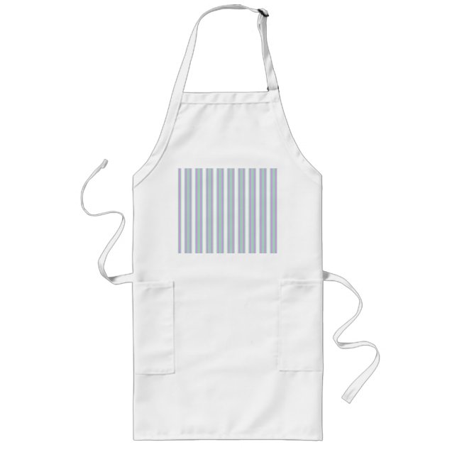 Mint and lilac candy stripes long apron (Front)