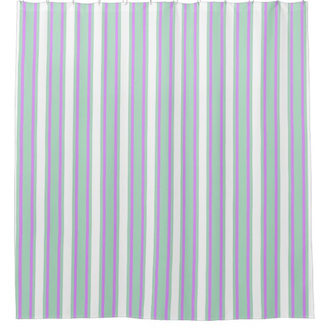 Mint and lilac candy stripes shower curtain (Front)