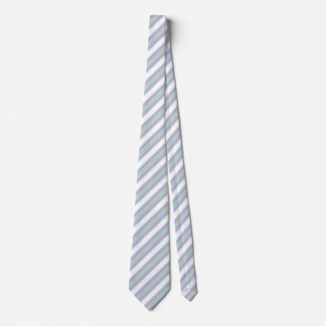 Mint and lilac candy stripes tie (Front)