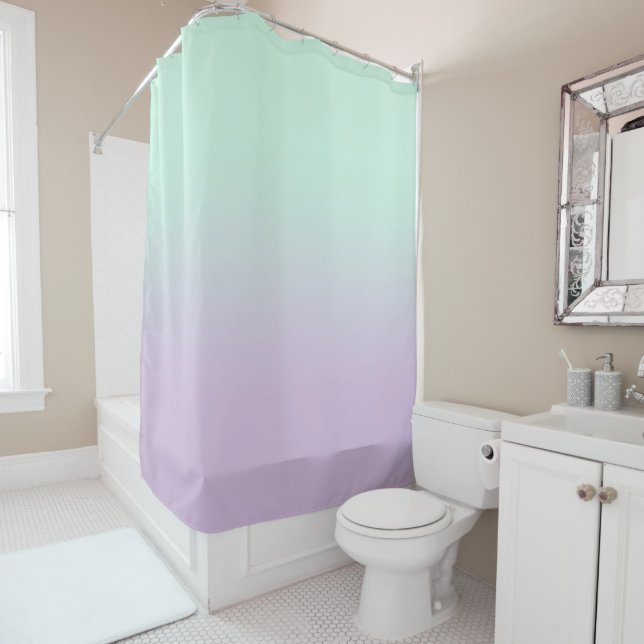 Mint And Lilac Gradient Ombre  Shower Curtain (In Situ)