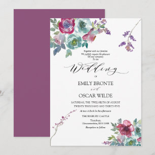Mint and Mauve Floral Wedding Invitation