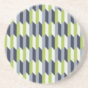Mint and Navy Retro Geometric Pattern Coaster