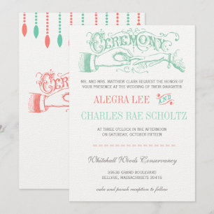 Mint and Peach Modern Vintage Typography Invite