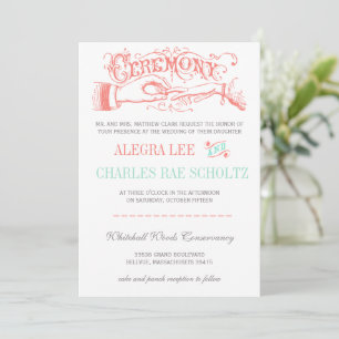 Mint and Peach Modern Vintage Typography Invite