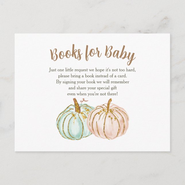 Mint and Peach Pumpkin Baby Books insert card (Front)