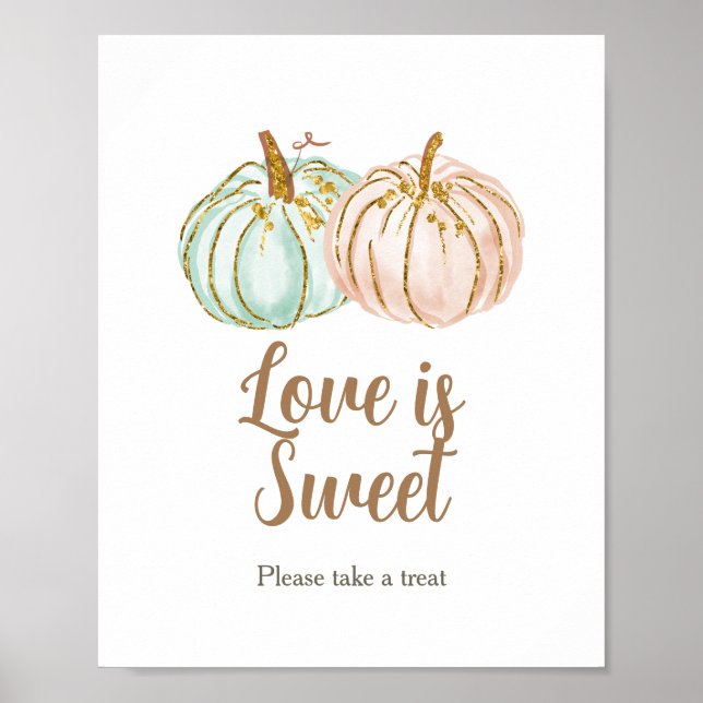 Mint and Peach Pumpkin Love is Sweet Sign (Front)