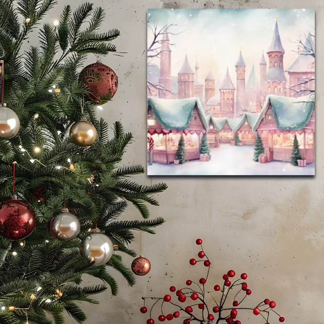 Mint and Pink Cosy Christmas Market - Winter Scene Poster (Creator Uploaded)