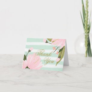 Mint and Pink Floral Thank You