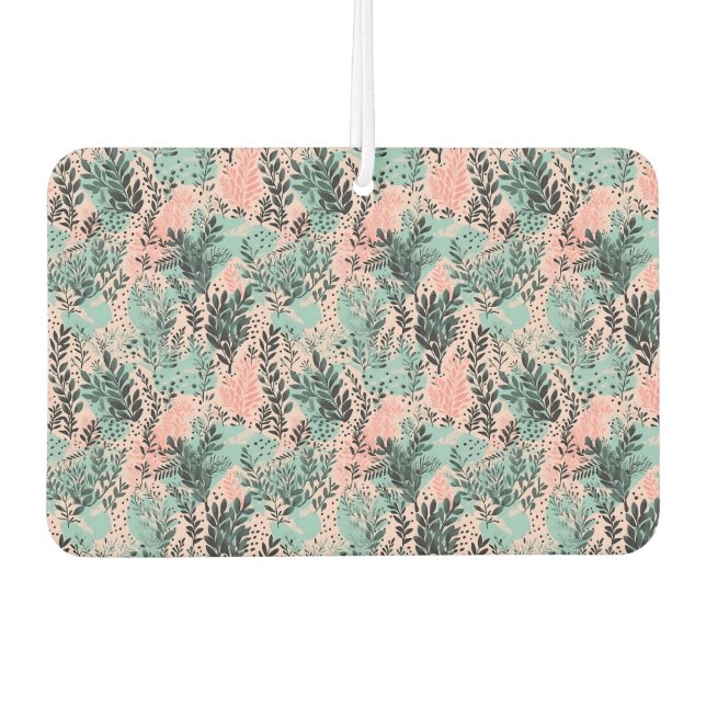 Mint and Pink Forest Pattern Car Air Freshener (Front)