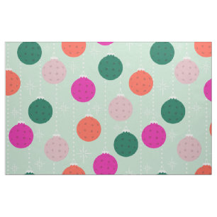 Mint and Pink Pickleball Themed Christmas Fabric