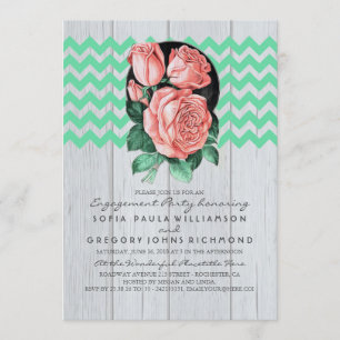 Mint and Pink Rustic Chic Engagement Party Invitation
