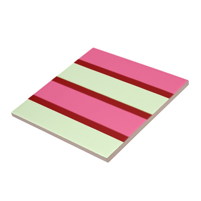 Mint And Pink Stripes Tile (Side)