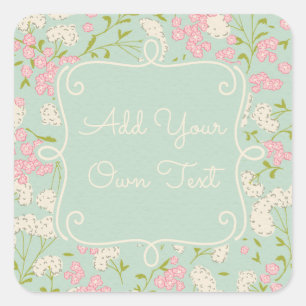 Mint and Pink Vintage Flower Stickers