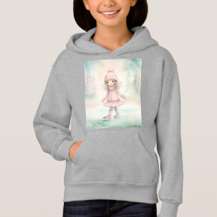 Mint and Pink Winter Scene Girl Skating 
