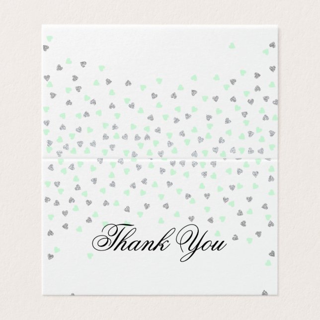 Mint and Silver Thank You Fold Card (Outside Unfolded)