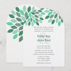 Mint and Teal Chrysanthemum Tree Fores Invitations