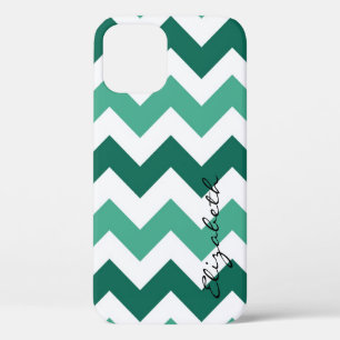 Mint and White Chevron Custom Monogram iPhone 12 Pro Case
