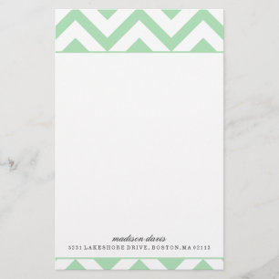 Mint and White Chevron   Personalised Stationery