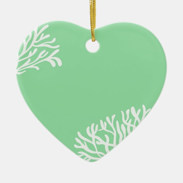 Mint and White Coral Ceramic Tree Decoration (Front)